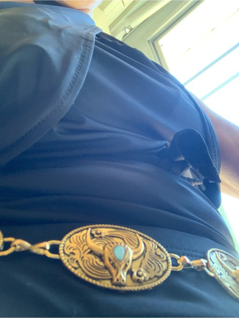 Gold Western Turquoise Accent Belt - Women Accessories